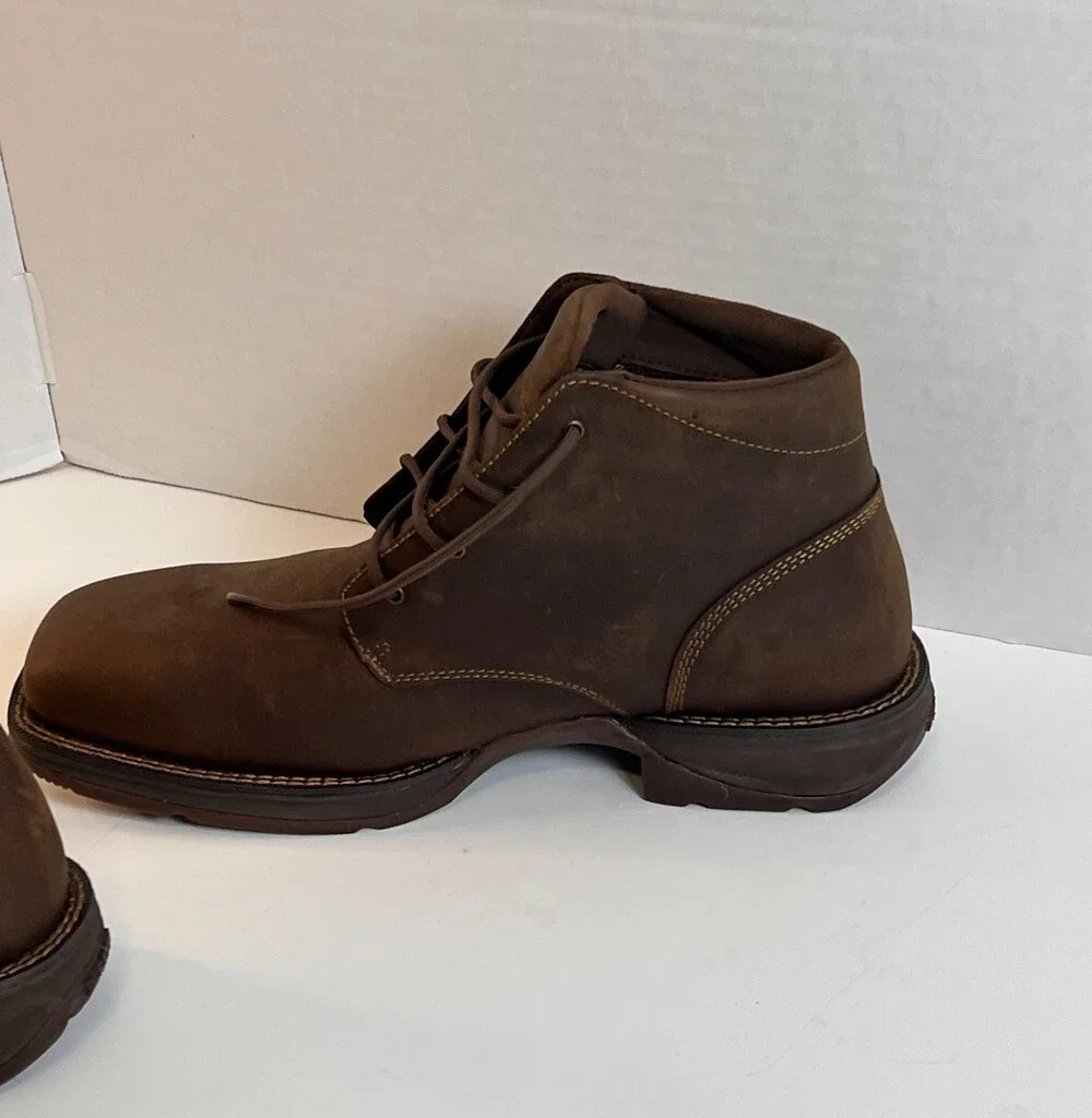 Durango Red Dirt Rebel Mens Boots Size 9.5 Brown Leather Steel Toe Chukka